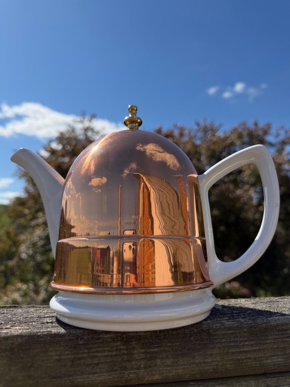 Baker Hart & Stuart Copper and Porcelain Kettle. Vintage